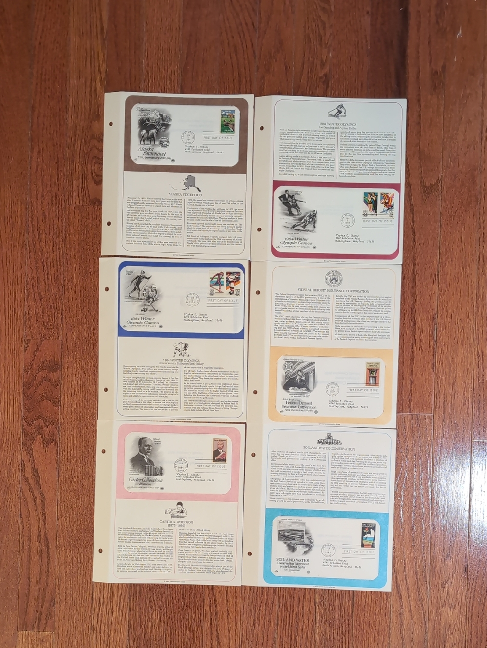 USPS January - February 1984 First Day Cover Stamp Letter + Inserts Album Pages